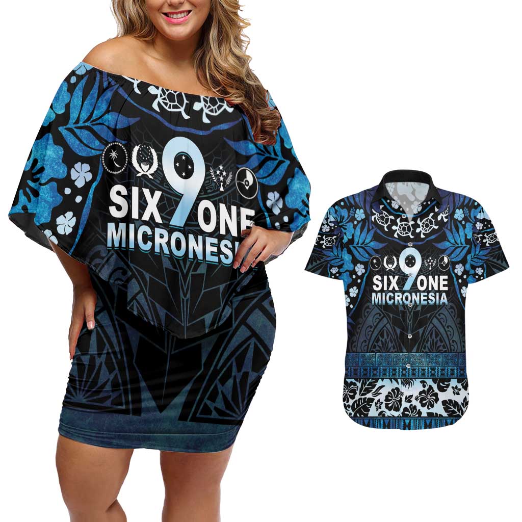 Micronesia FSM 691 Couples Matching Off Shoulder Short Dress and Hawaiian Shirt Respect Culture