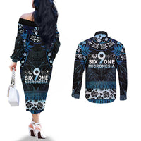 Micronesia FSM 691 Couples Matching Off The Shoulder Long Sleeve Dress and Long Sleeve Button Shirt Respect Culture