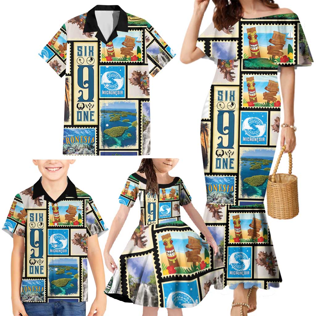 FSM Micronesia Culture Family Matching Mermaid Dress and Hawaiian Shirt