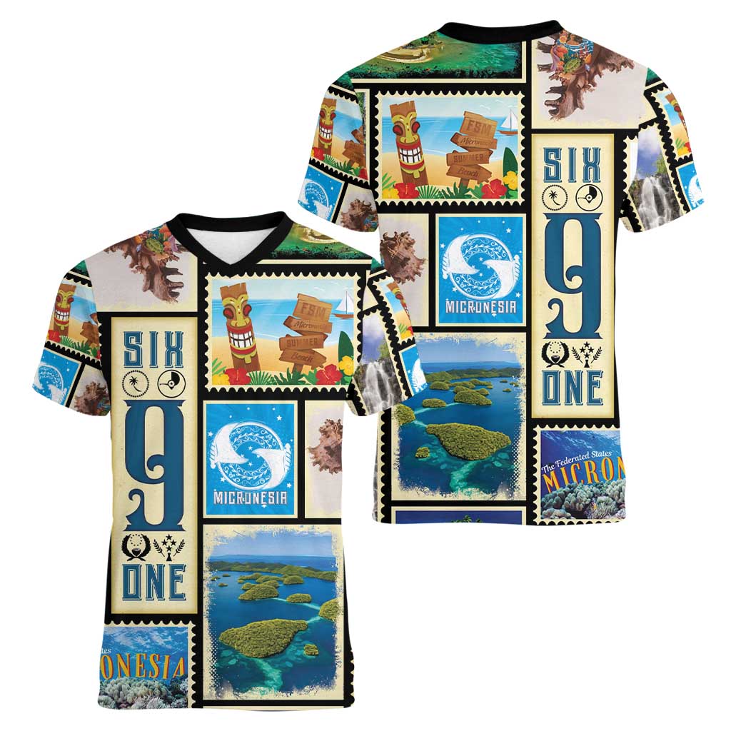 FSM Micronesia Culture Women V-Neck T-Shirt