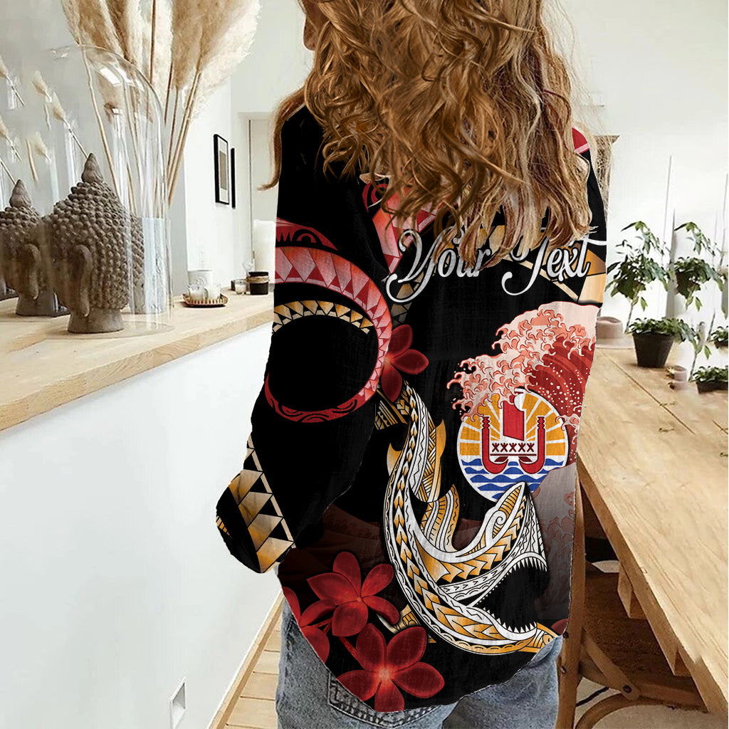 Personalised French Polynesia Victory Day Women Casual Shirt Polynesian Pattern Plumeria LT05 - Polynesian Pride