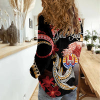 Personalised French Polynesia Victory Day Women Casual Shirt Polynesian Pattern Plumeria LT05 - Polynesian Pride