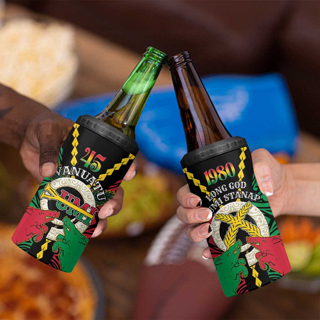 Vanuatu 45th Independence Day 4 in 1 Can Cooler Tumbler Long God Yumi Stanap Wild Boar LT05
