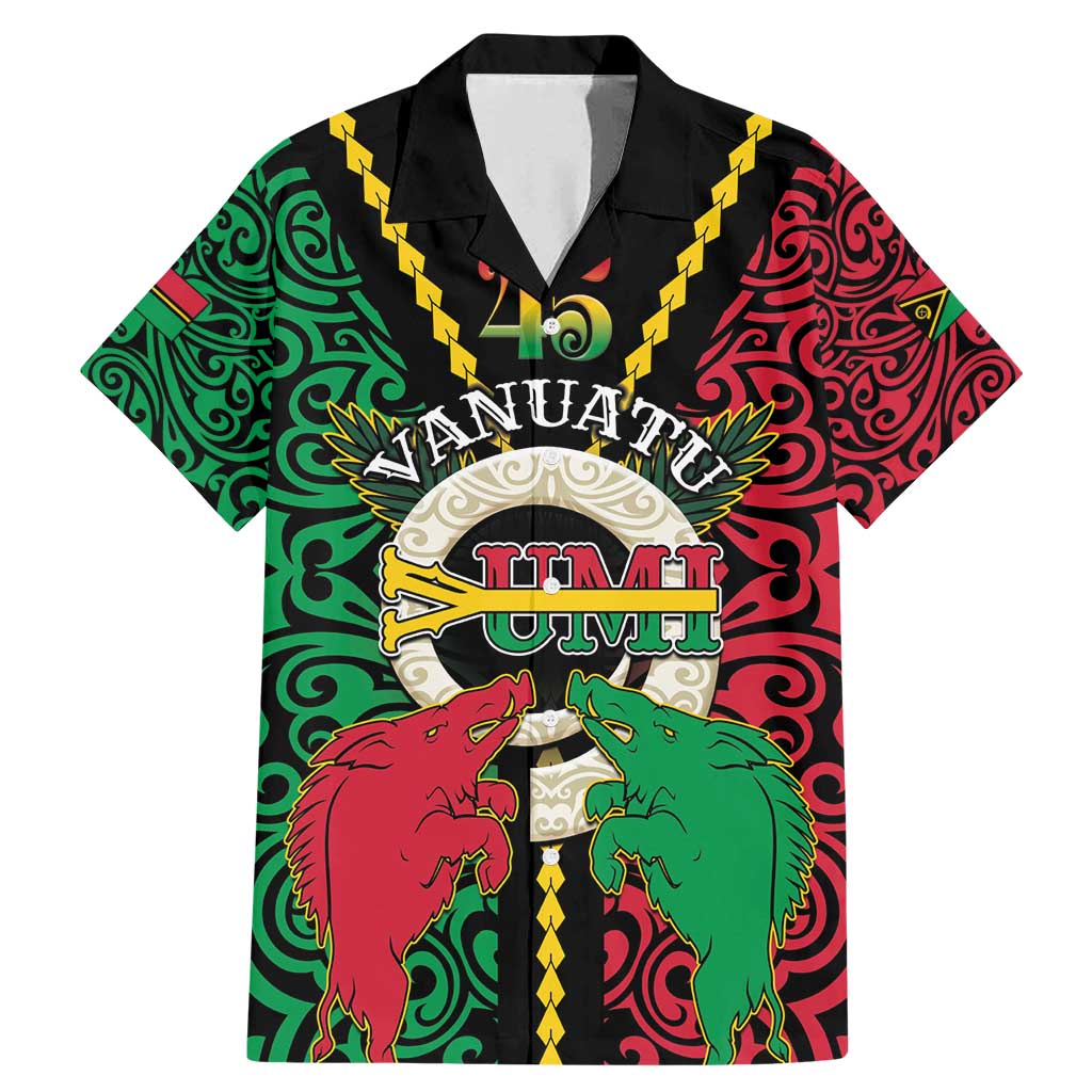 Vanuatu 45th Independence Day Family Matching Mermaid Dress and Hawaiian Shirt Long God Yumi Stanap Wild Boar LT05