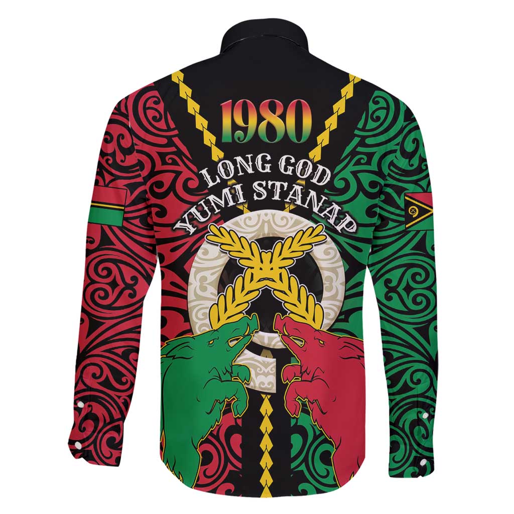 Vanuatu 45th Independence Day Family Matching Off Shoulder Short Dress and Hawaiian Shirt Long God Yumi Stanap Wild Boar LT05