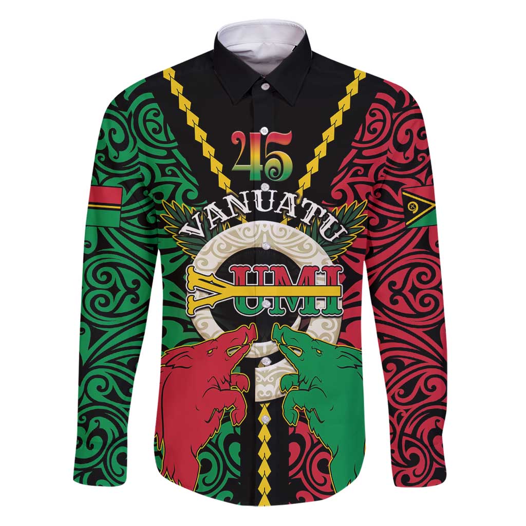 Vanuatu 45th Independence Day Family Matching Puletasi and Hawaiian Shirt Long God Yumi Stanap Wild Boar LT05
