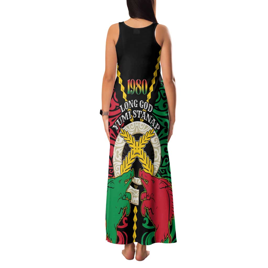 Vanuatu 45th Independence Day Family Matching Tank Maxi Dress and Hawaiian Shirt Long God Yumi Stanap Wild Boar LT05