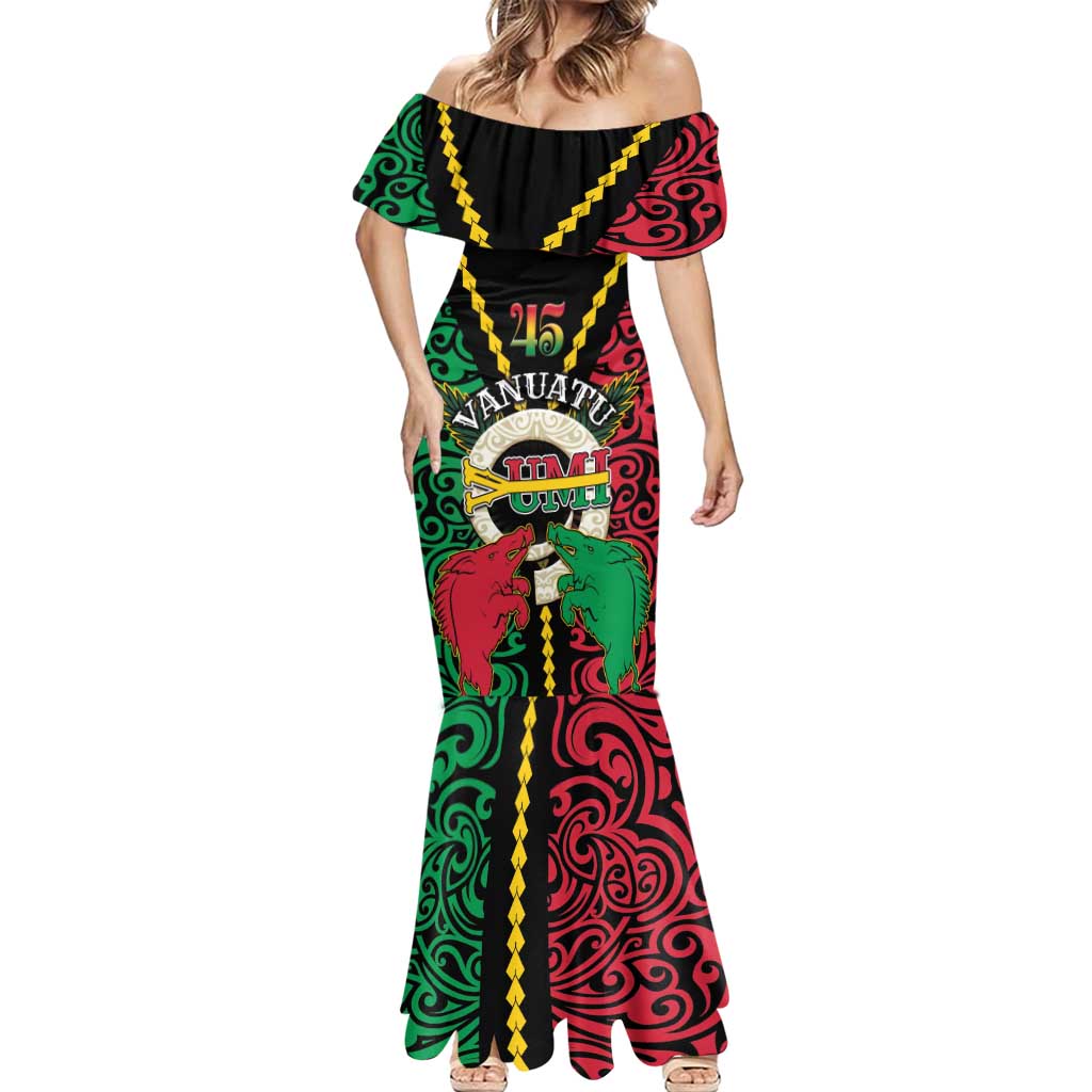 Vanuatu 45th Independence Day Mermaid Dress Long God Yumi Stanap Wild Boar LT05