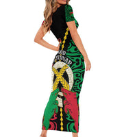 Vanuatu 45th Independence Day Short Sleeve Bodycon Dress Long God Yumi Stanap Wild Boar LT05