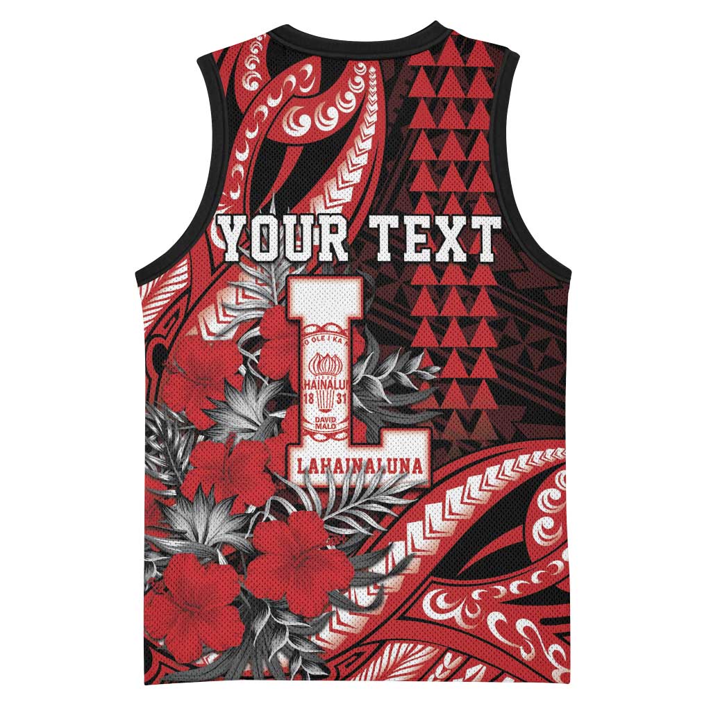 Personalized Hawaii Lahainaluna High School Basketball Jersey Tribal Tattoo With Hibiscus Flowers