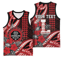 Personalized Hawaii Lahainaluna High School Basketball Jersey Tribal Tattoo With Hibiscus Flowers