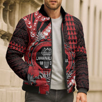 Personalized Hawaii Lahainaluna High School Bomber Puffer Jacket Tribal Tattoo With Hibiscus Flowers