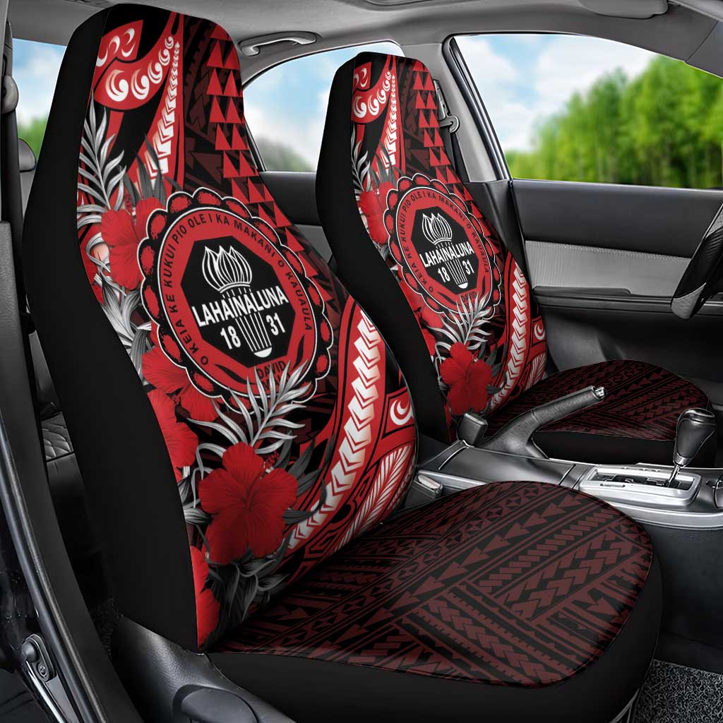 Hawaii Lahainaluna High School Car Seat Cover Tribal Tattoo With Hibiscus Flowers