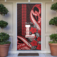 Personalized Hawaii Lahainaluna High School Door Cover Tribal Tattoo With Hibiscus Flowers