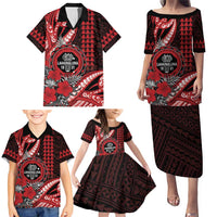 Personalized Hawaii Lahainaluna High School Family Matching Puletasi and Hawaiian Shirt Tribal Tattoo With Hibiscus Flowers