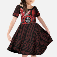 Personalized Hawaii Lahainaluna High School Family Matching Summer Maxi Dress and Hawaiian Shirt Tribal Tattoo With Hibiscus Flowers LT05 Daughter's Dress Red - Polynesian Pride