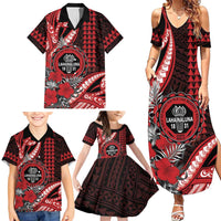 Personalized Hawaii Lahainaluna High School Family Matching Summer Maxi Dress and Hawaiian Shirt Tribal Tattoo With Hibiscus Flowers LT05 - Polynesian Pride