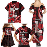 Personalized Hawaii Lahainaluna High School Family Matching Summer Maxi Dress and Hawaiian Shirt Tribal Tattoo With Hibiscus Flowers LT05 - Polynesian Pride