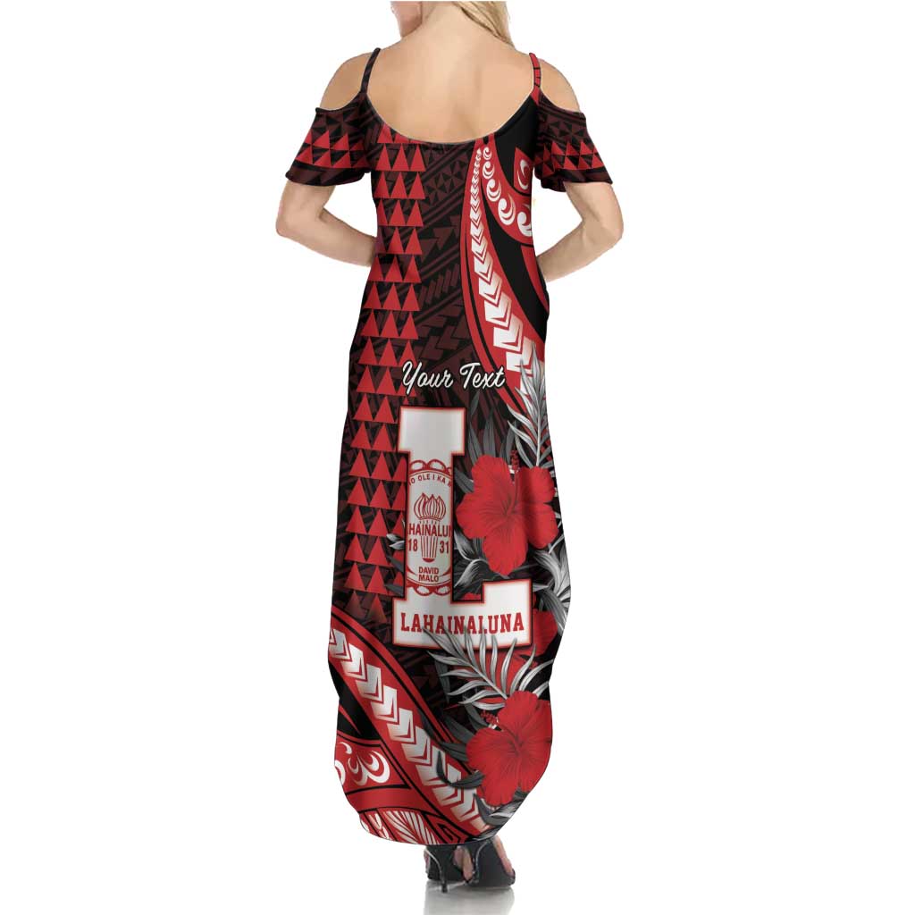 Personalized Hawaii Lahainaluna High School Family Matching Summer Maxi Dress and Hawaiian Shirt Tribal Tattoo With Hibiscus Flowers LT05 - Polynesian Pride