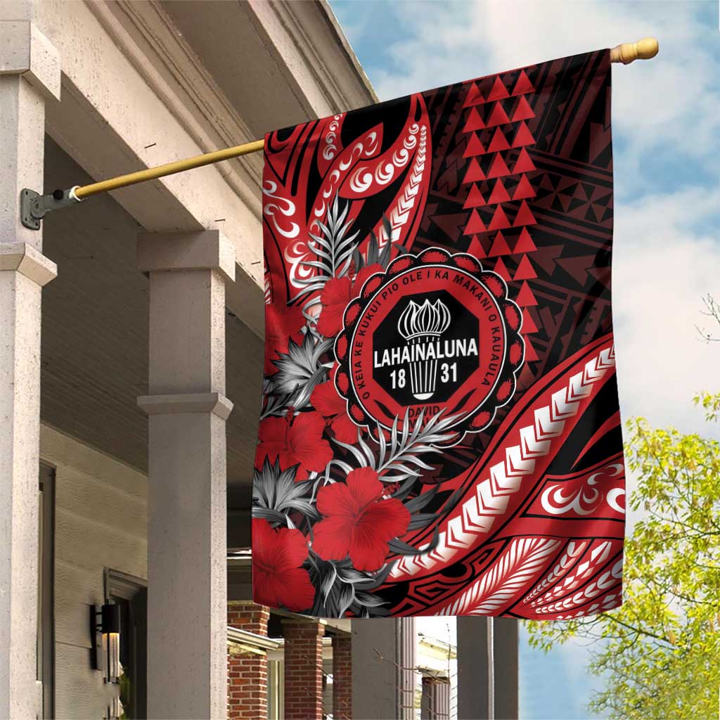Hawaii Lahainaluna High School Garden Flag Tribal Tattoo With Hibiscus Flowers