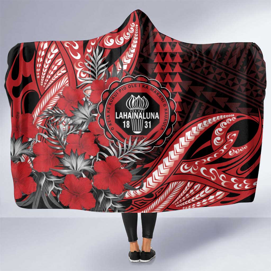 Hawaii Lahainaluna High School Hooded Blanket Tribal Tattoo With Hibiscus Flowers