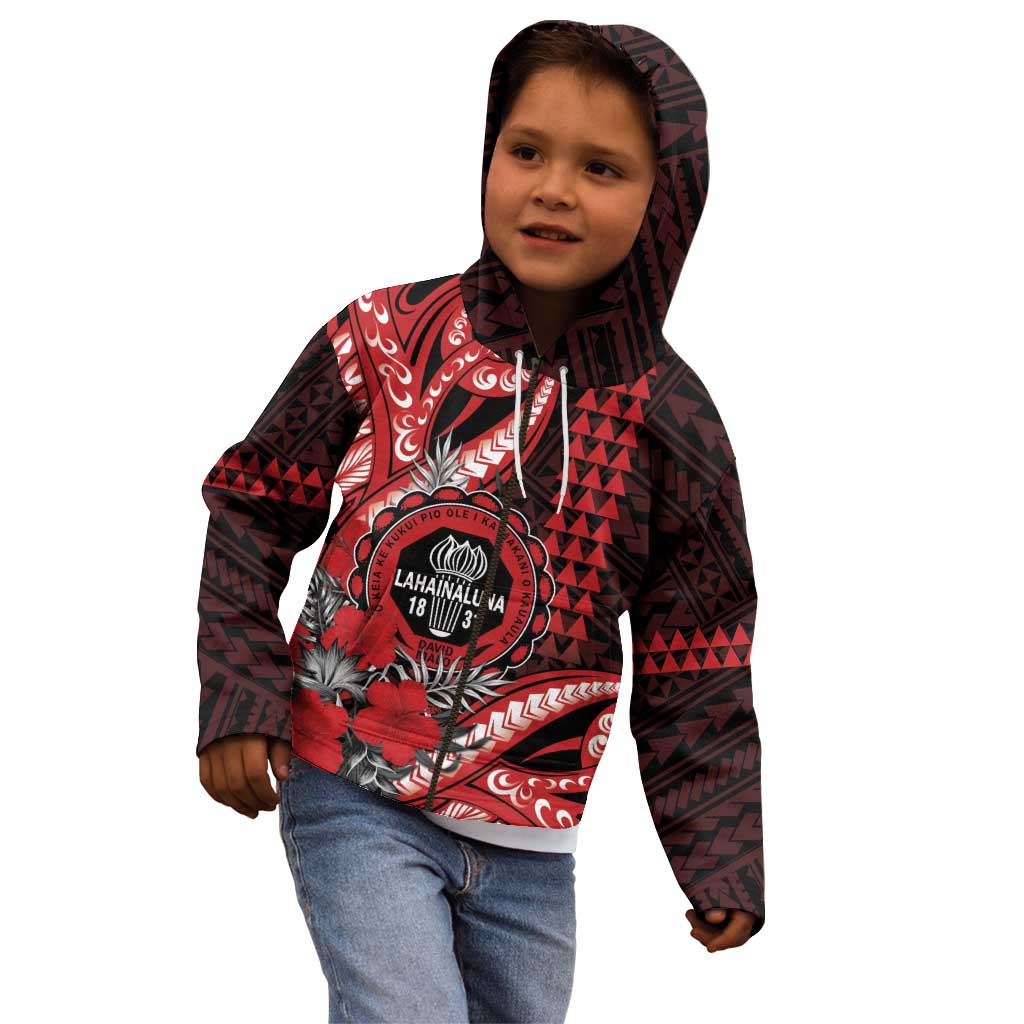 Personalized Hawaii Lahainaluna High School Kid Hoodie Tribal Tattoo With Hibiscus Flowers