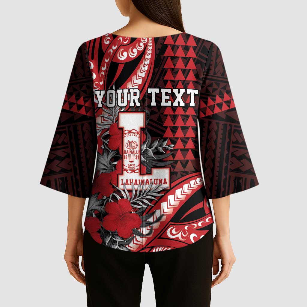 Personalized Hawaii Lahainaluna High School Kimono Sleeve Blouse Tribal Tattoo With Hibiscus Flowers