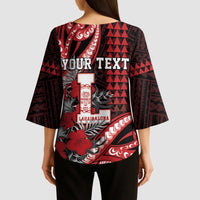 Personalized Hawaii Lahainaluna High School Kimono Sleeve Blouse Tribal Tattoo With Hibiscus Flowers