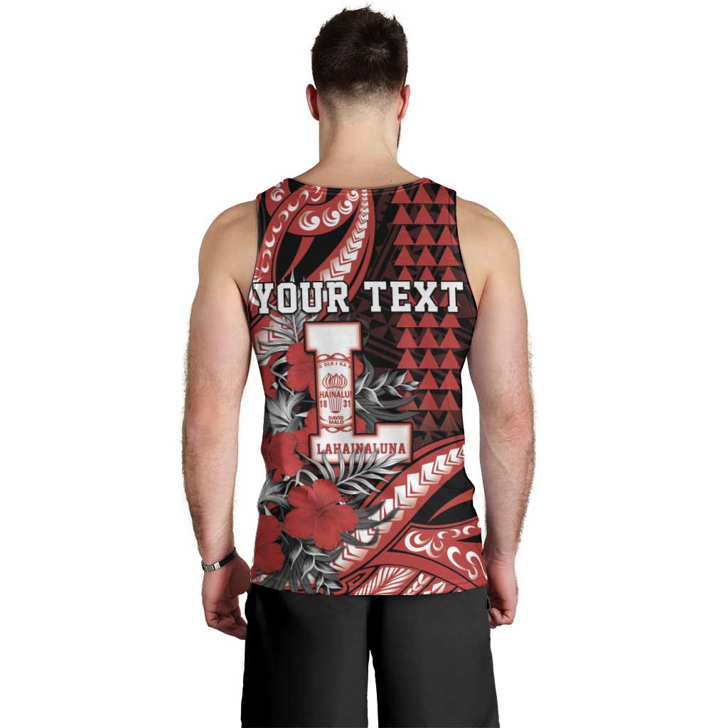 Personalized Hawaii Lahainaluna High School Men Tank Top Tribal Tattoo With Hibiscus Flowers LT05 - Polynesian Pride