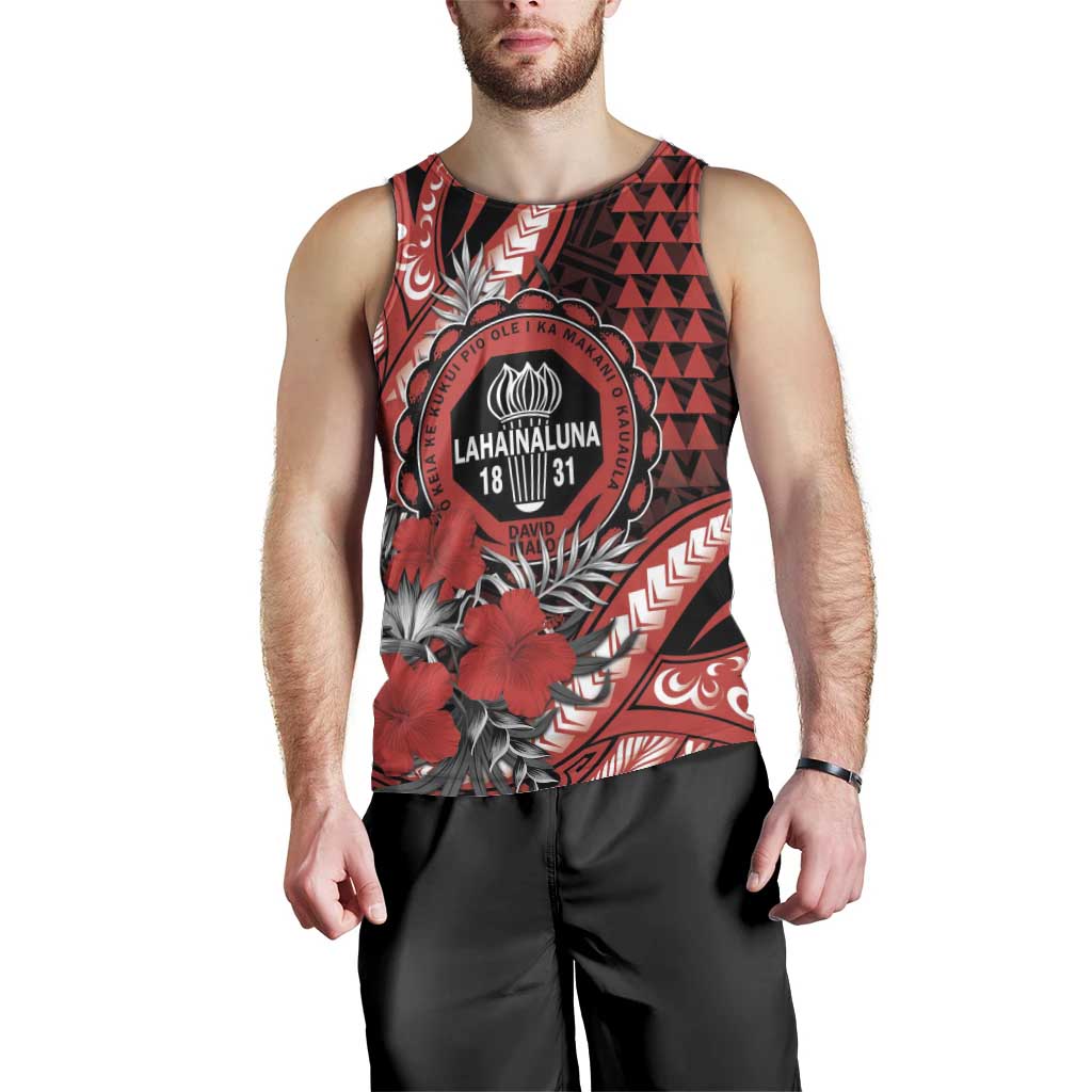 Personalized Hawaii Lahainaluna High School Men Tank Top Tribal Tattoo With Hibiscus Flowers LT05 - Polynesian Pride