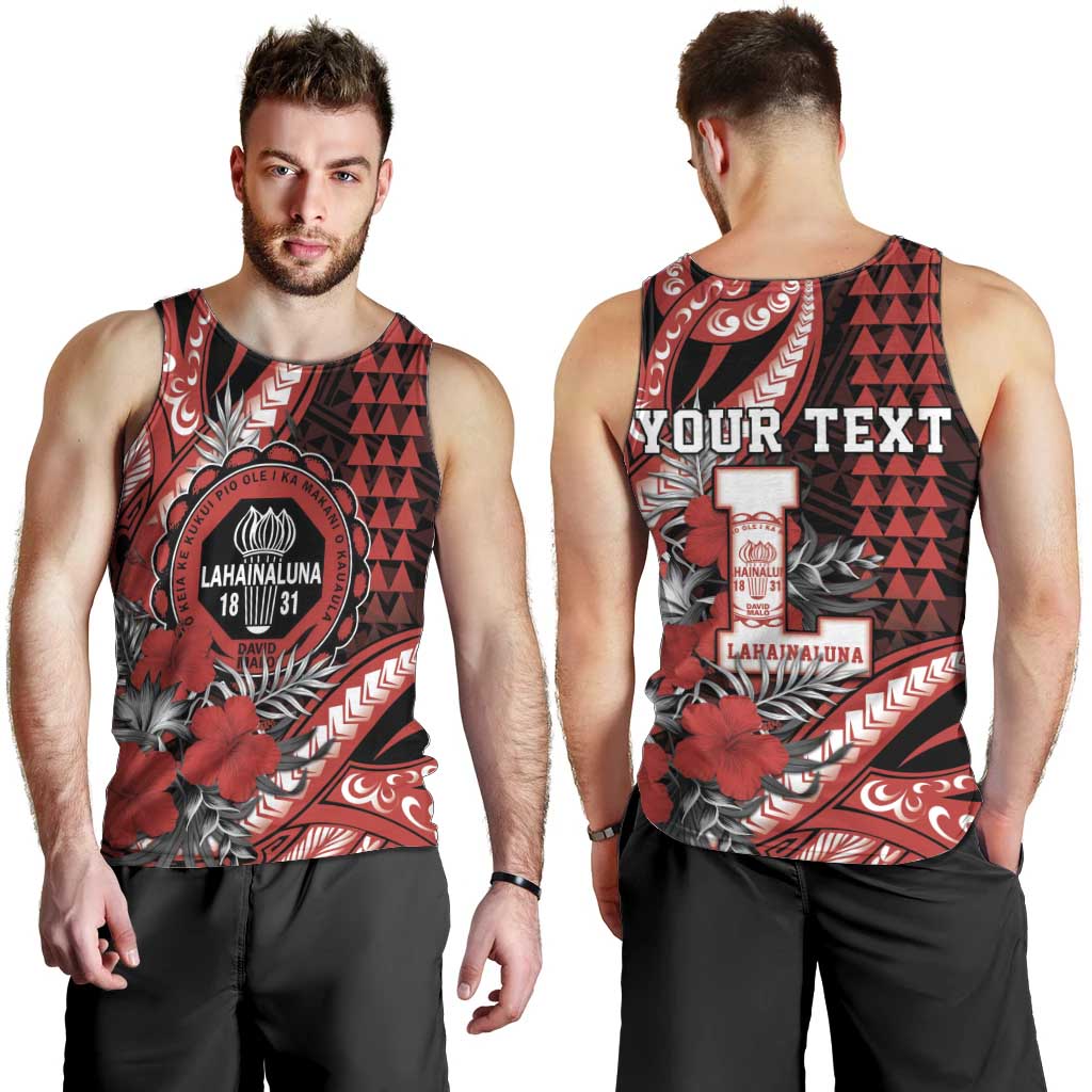 Personalized Hawaii Lahainaluna High School Men Tank Top Tribal Tattoo With Hibiscus Flowers LT05 - Polynesian Pride