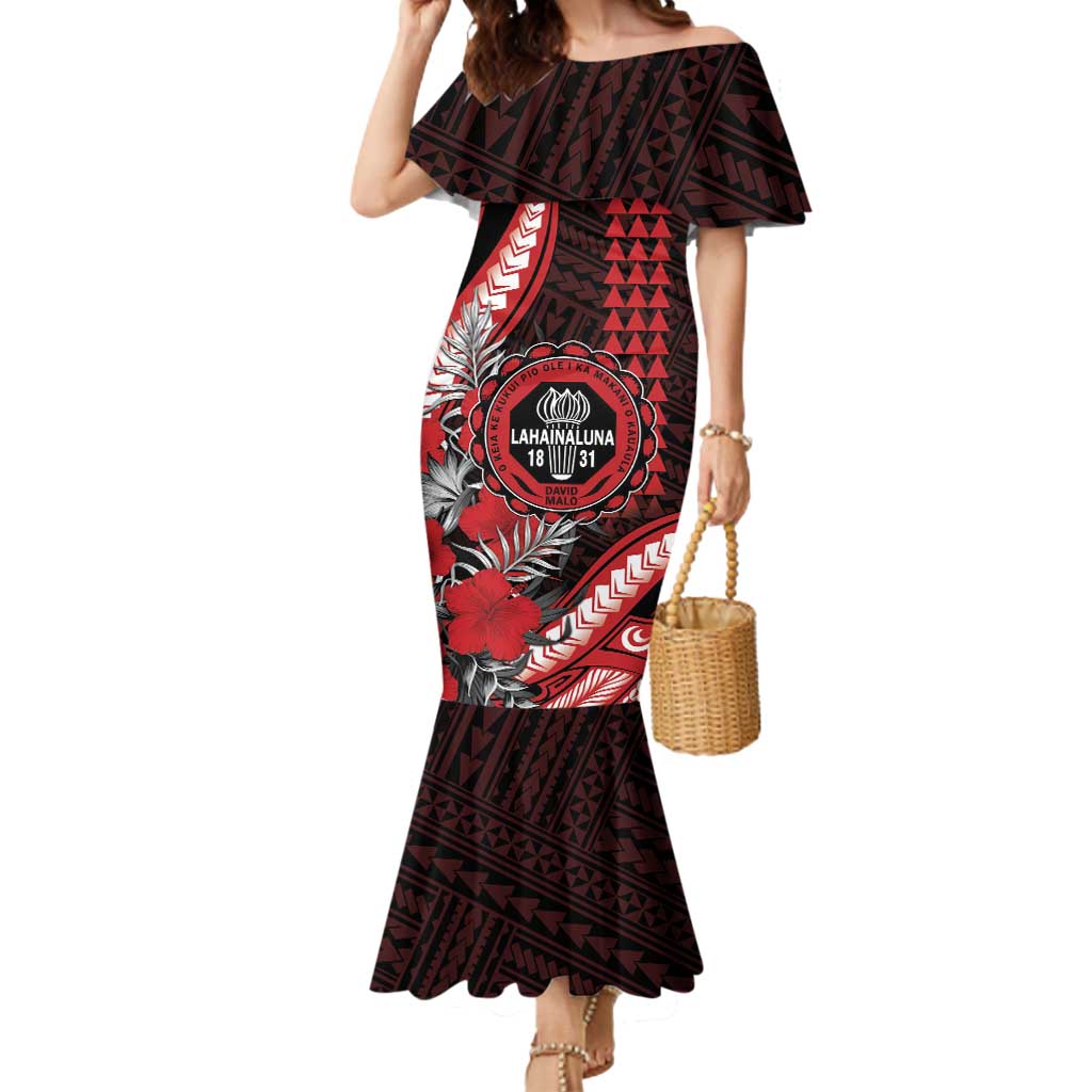 Personalized Hawaii Lahainaluna High School Mermaid Dress Tribal Tattoo With Hibiscus Flowers