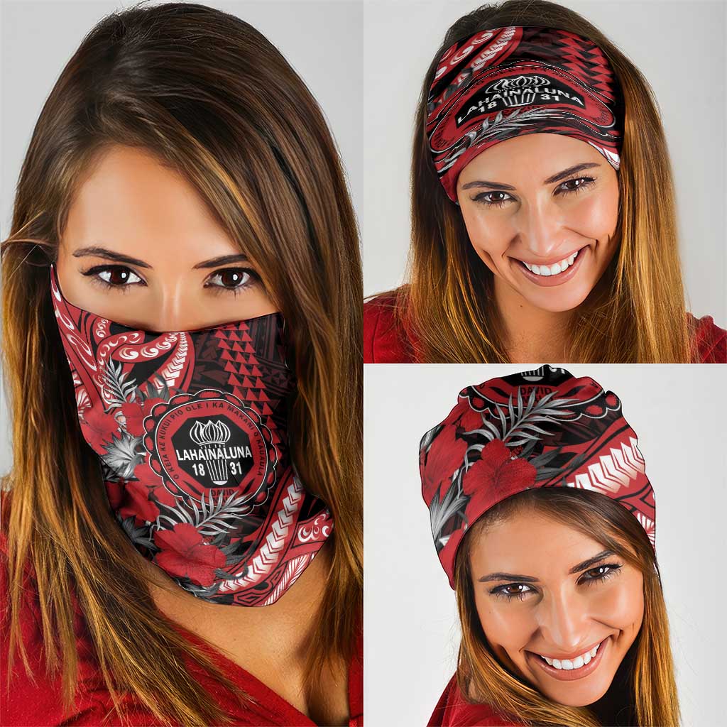 Hawaii Lahainaluna High School Neck Gaiter Tribal Tattoo With Hibiscus Flowers LT05 - Polynesian Pride