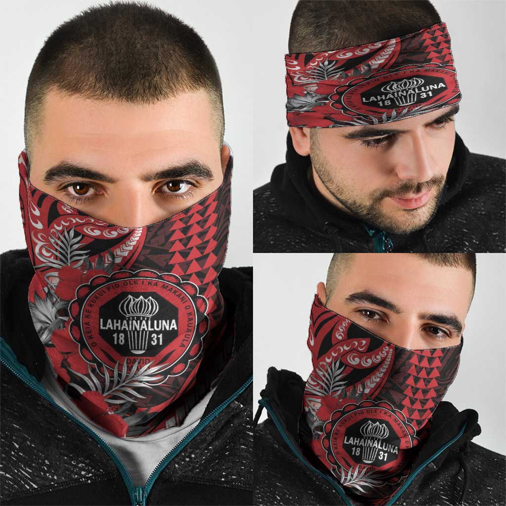 Hawaii Lahainaluna High School Neck Gaiter Tribal Tattoo With Hibiscus Flowers LT05 - Polynesian Pride