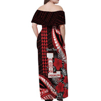 Personalized Hawaii Lahainaluna High School Off Shoulder Maxi Dress Tribal Tattoo With Hibiscus Flowers