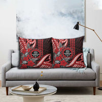 Hawaii Lahainaluna High School Pillow Cover Tribal Tattoo With Hibiscus Flowers LT05 - Polynesian Pride
