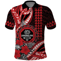 Personalized Hawaii Lahainaluna High School Polo Shirt Tribal Tattoo With Hibiscus Flowers