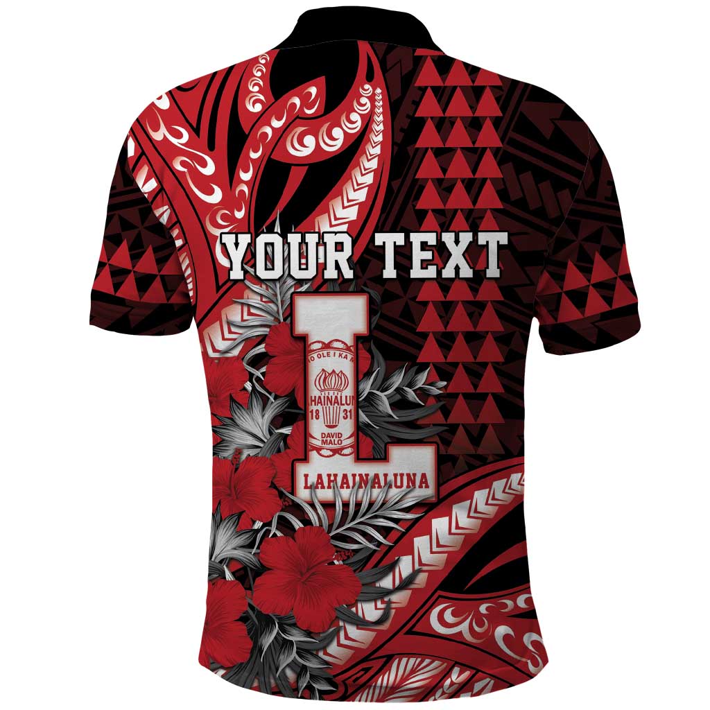 Personalized Hawaii Lahainaluna High School Polo Shirt Tribal Tattoo With Hibiscus Flowers