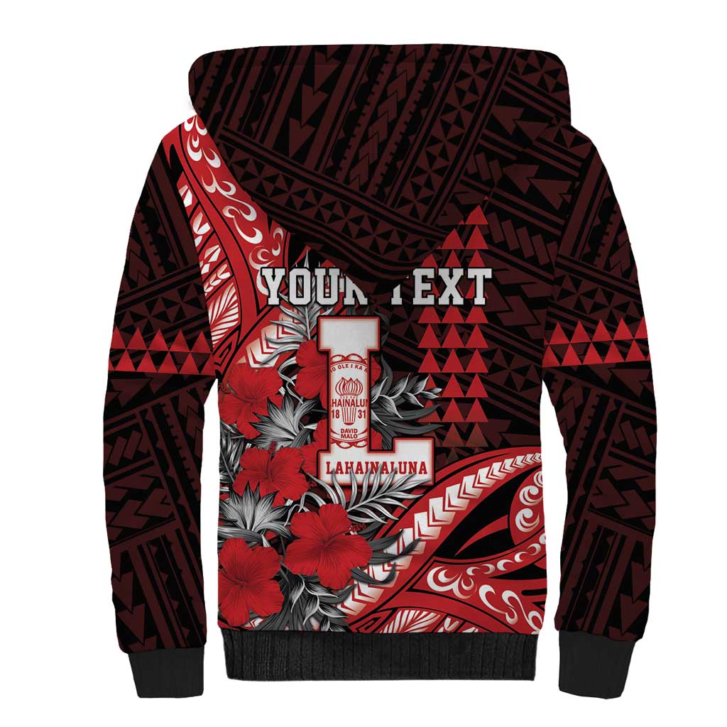 Personalized Hawaii Lahainaluna High School Sherpa Hoodie Tribal Tattoo With Hibiscus Flowers