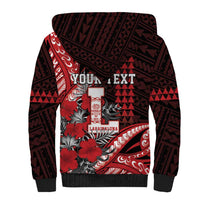 Personalized Hawaii Lahainaluna High School Sherpa Hoodie Tribal Tattoo With Hibiscus Flowers