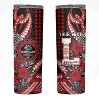 Personalized Hawaii Lahainaluna High School Skinny Tumbler Tribal Tattoo With Hibiscus Flowers