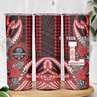 Personalized Hawaii Lahainaluna High School Skinny Tumbler Tribal Tattoo With Hibiscus Flowers