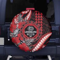 Hawaii Lahainaluna High School Spare Tire Cover Tribal Tattoo With Hibiscus Flowers