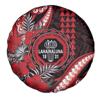 Hawaii Lahainaluna High School Spare Tire Cover Tribal Tattoo With Hibiscus Flowers