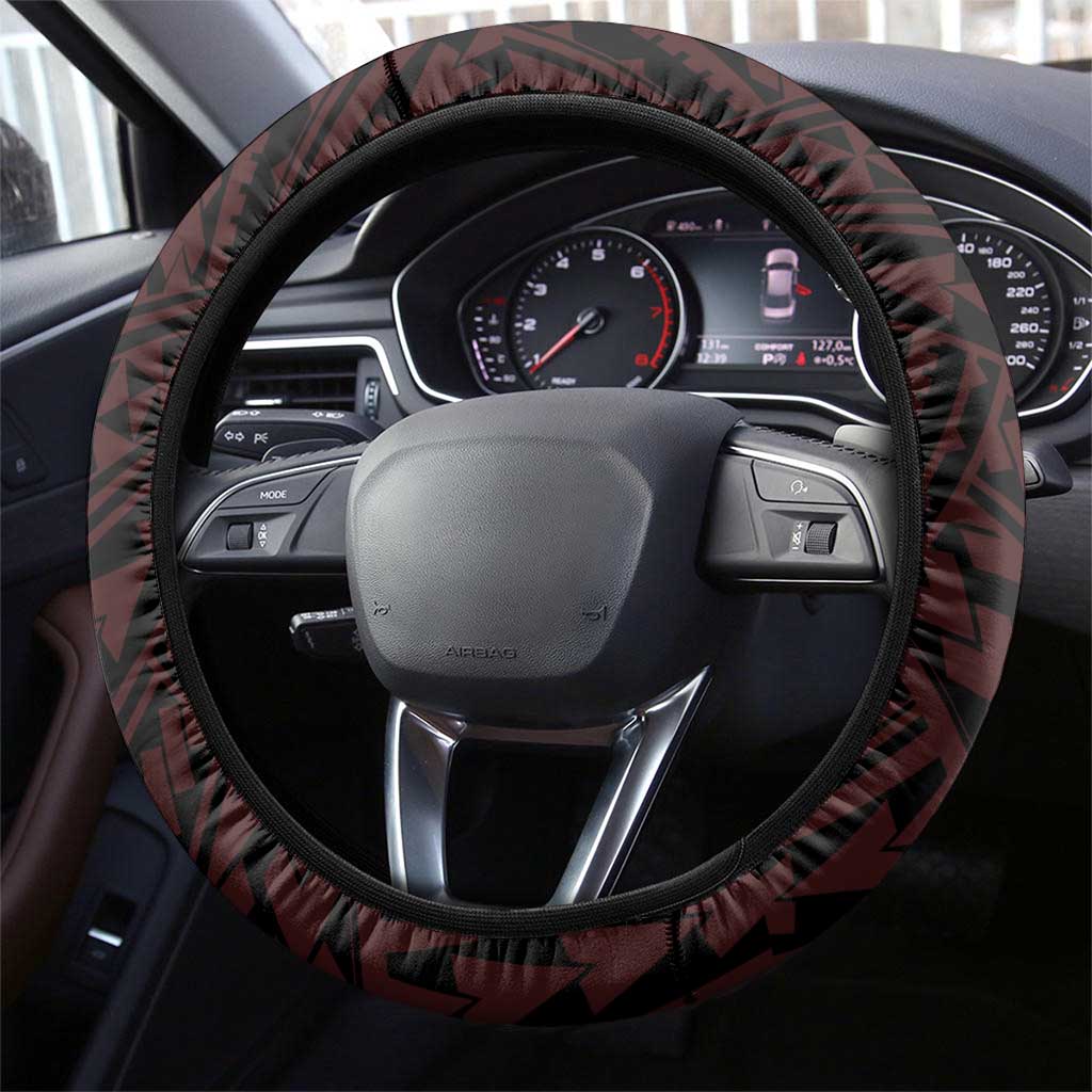 Hawaii Lahainaluna High School Steering Wheel Cover Tribal Tattoo With Hibiscus Flowers