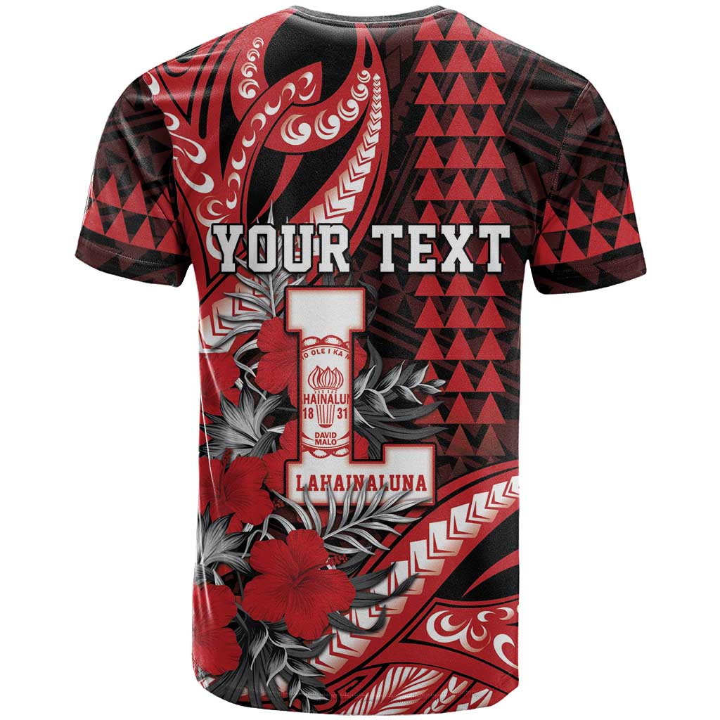 Personalized Hawaii Lahainaluna High School T Shirt Tribal Tattoo With Hibiscus Flowers LT05 - Polynesian Pride
