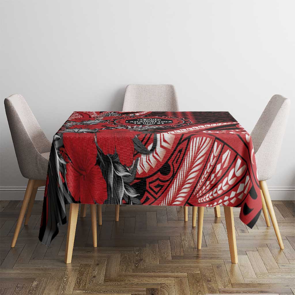 Hawaii Lahainaluna High School Tablecloth Tribal Tattoo With Hibiscus Flowers