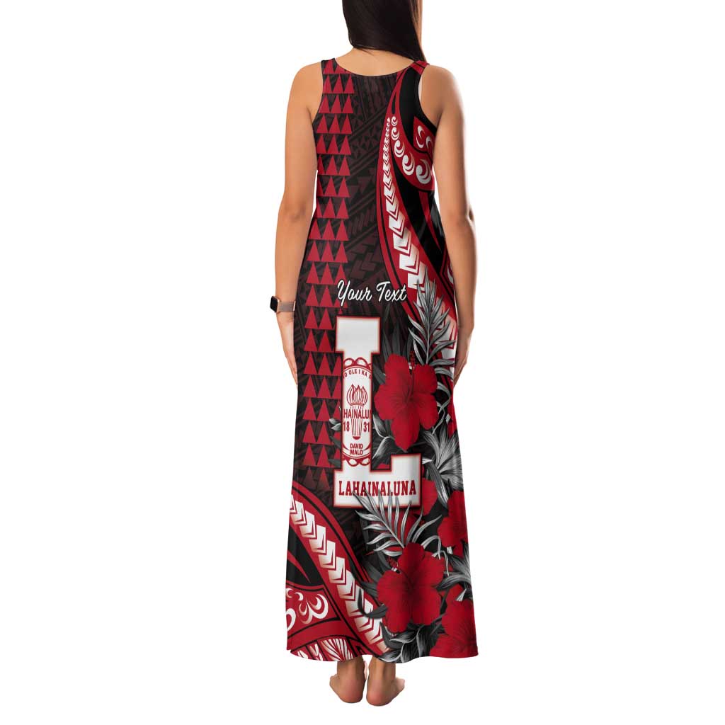 Personalized Hawaii Lahainaluna High School Tank Maxi Dress Tribal Tattoo With Hibiscus Flowers