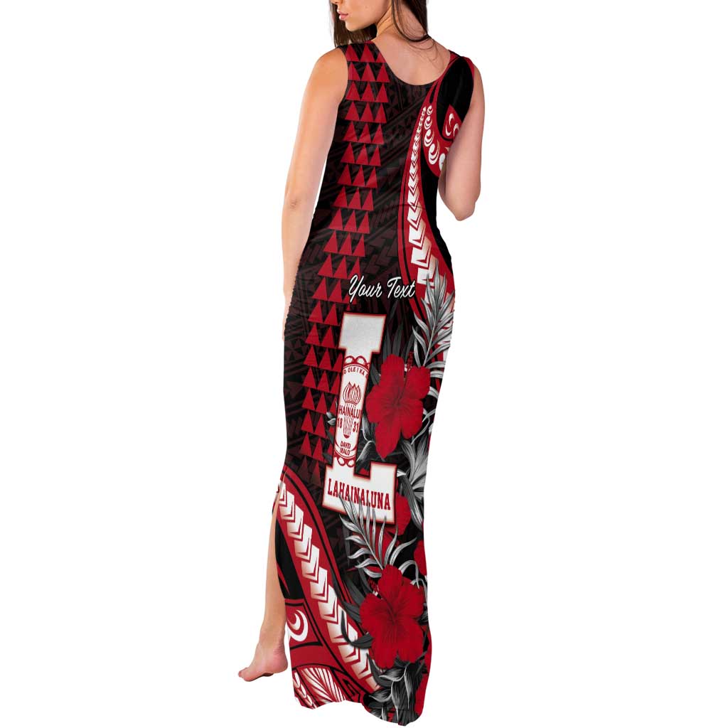 Personalized Hawaii Lahainaluna High School Tank Maxi Dress Tribal Tattoo With Hibiscus Flowers