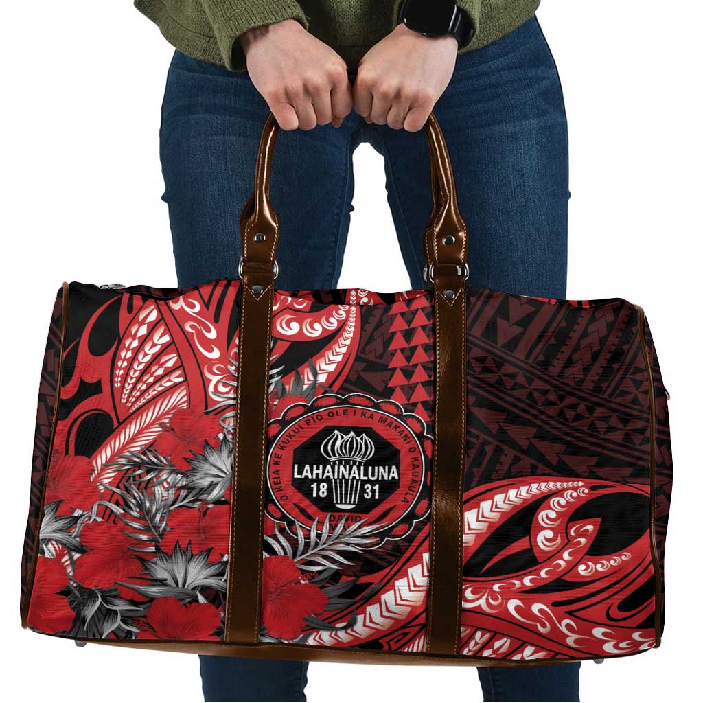 Hawaii Lahainaluna High School Travel Bag Tribal Tattoo With Hibiscus Flowers